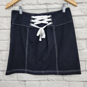 ASOS Black Lace Up Goth Steampunk Mini Skirt Side Zip  Size US 6 NEW